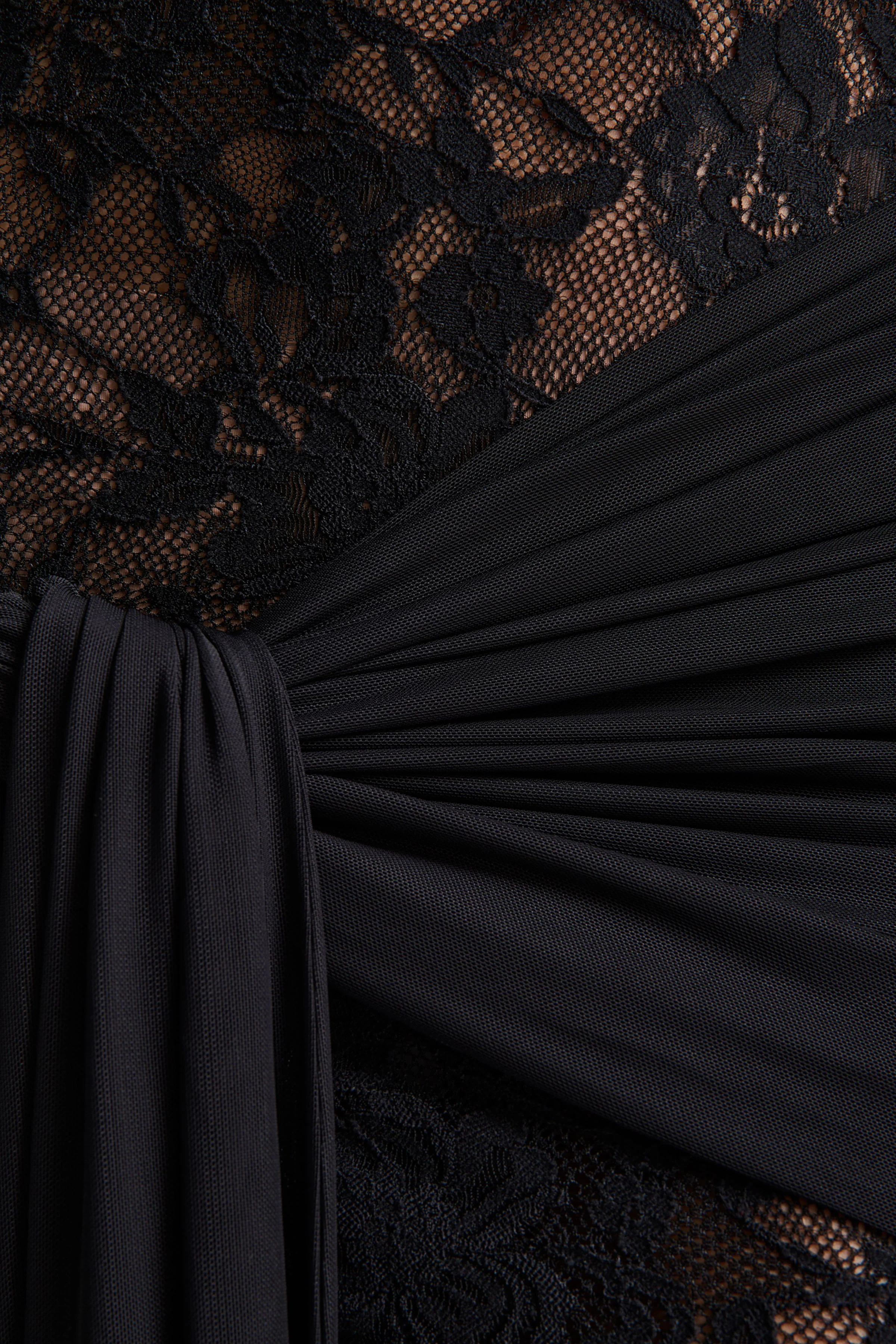 Akira | Black Lace Maxi Dress With Sash-Detail - Image 6