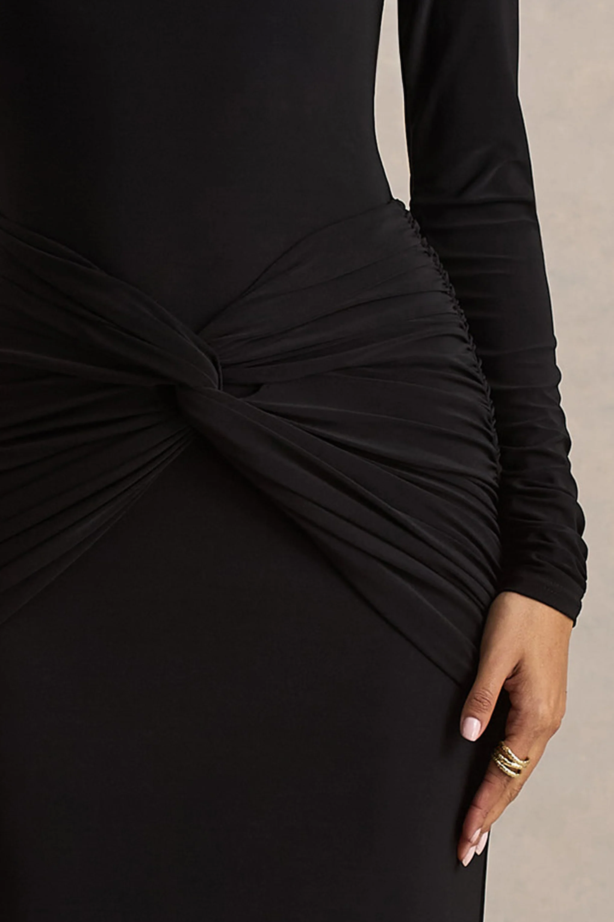 Alula | Black High-Neck Maxi Dress With Twist Detail - Image 6