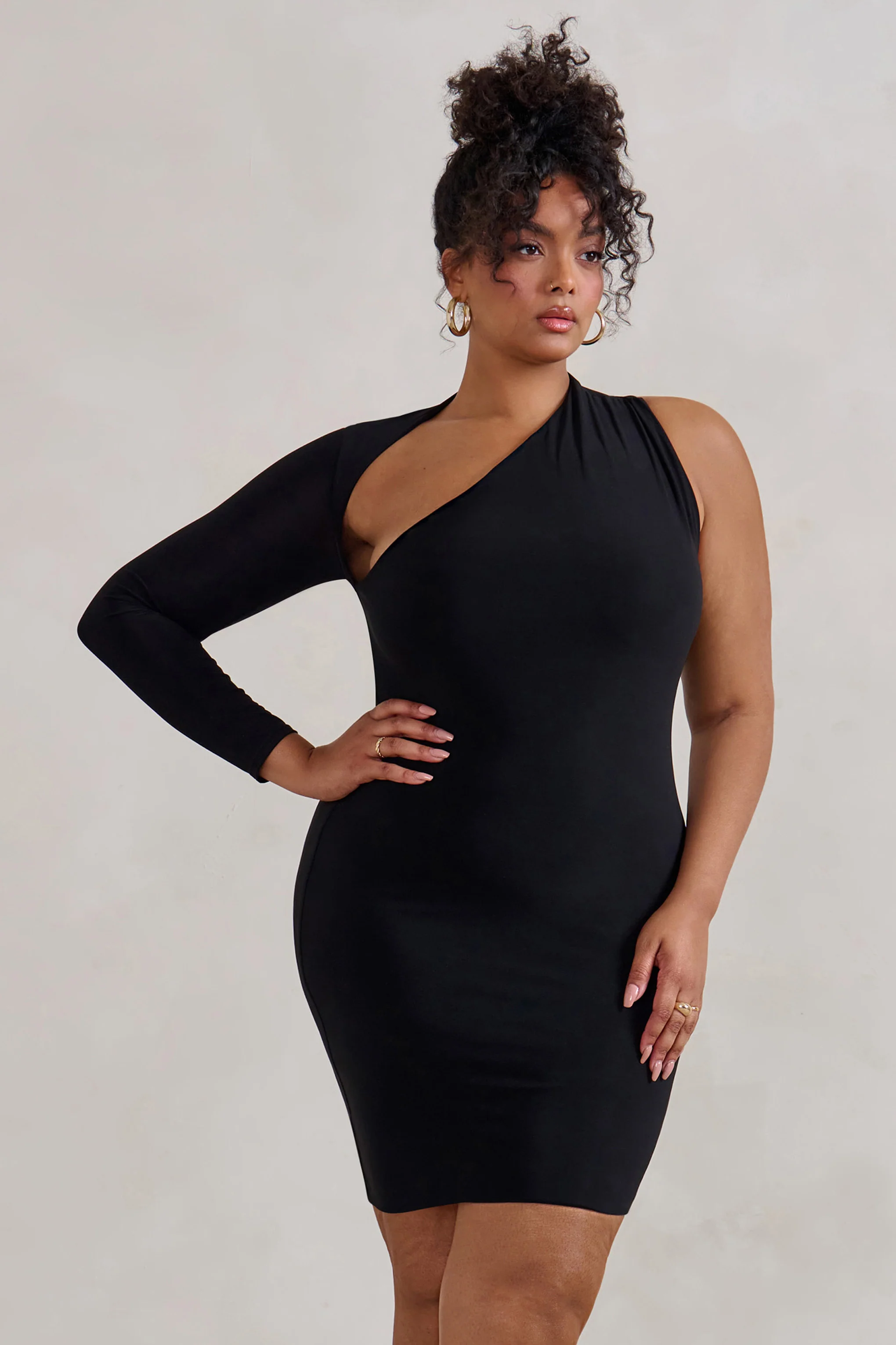 Siren | Black One Shoulder Bodycon Mini Dress - Image 6