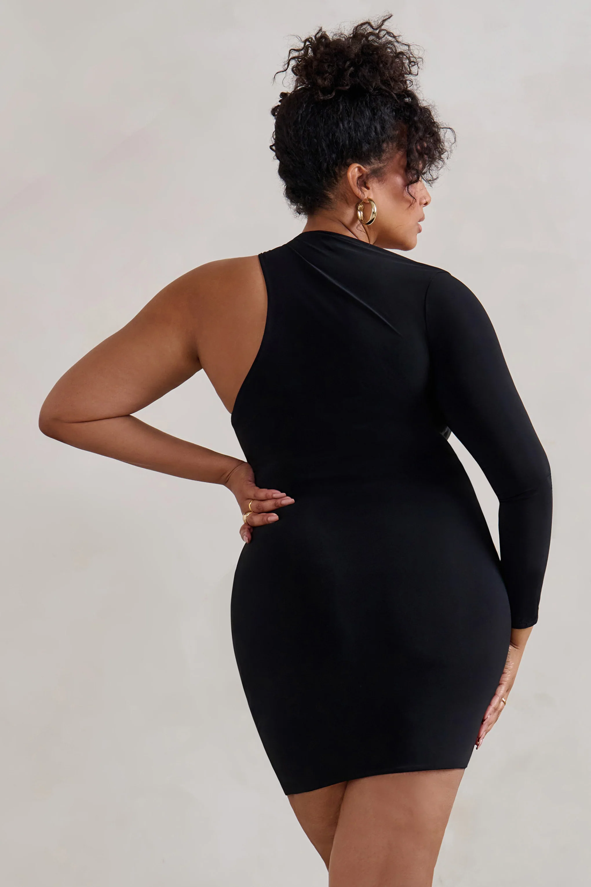 Siren | Black One Shoulder Bodycon Mini Dress - Image 7