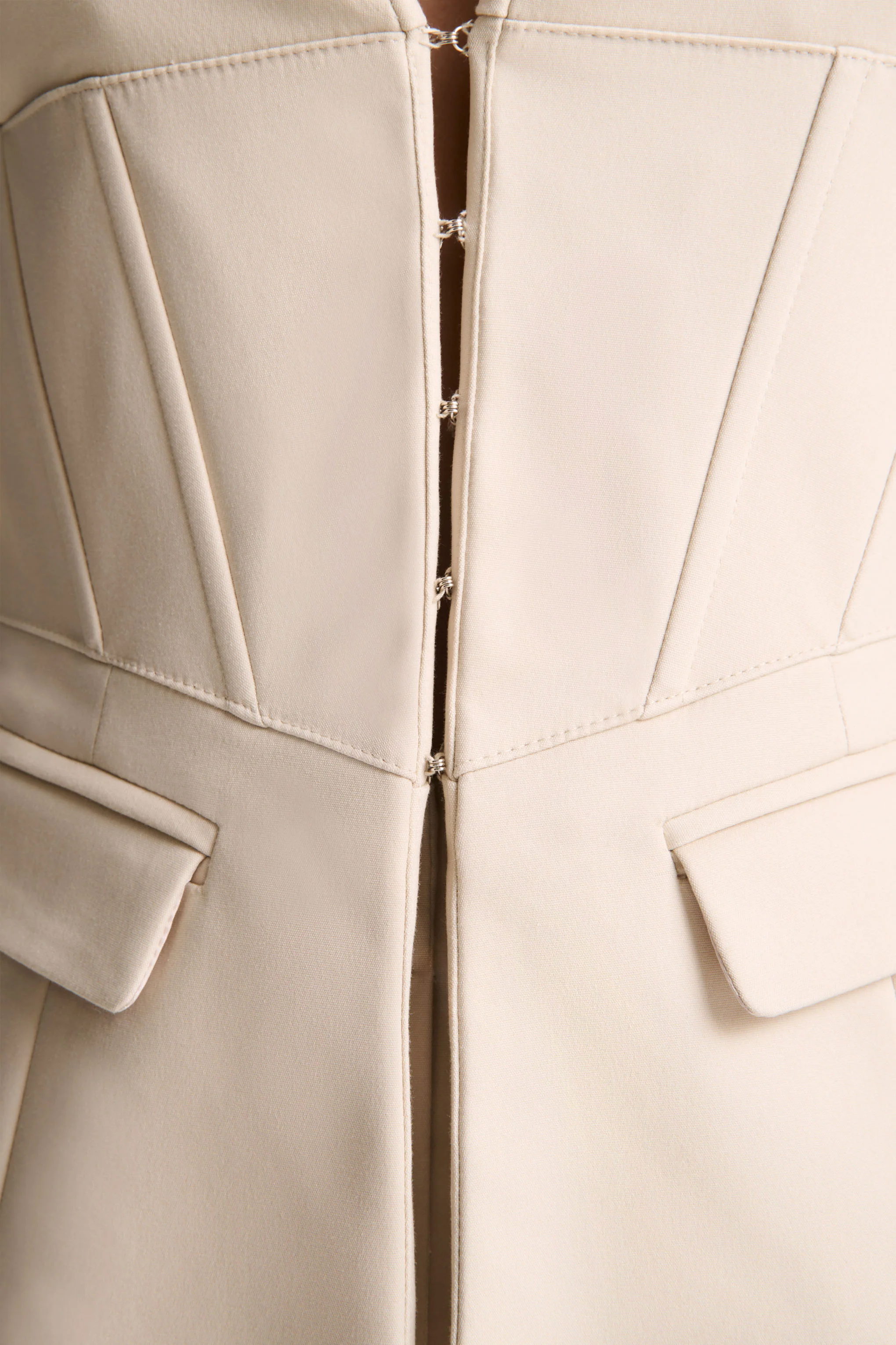 Unbeaten | Cream Plunge Corset Waist Blazer - Image 6