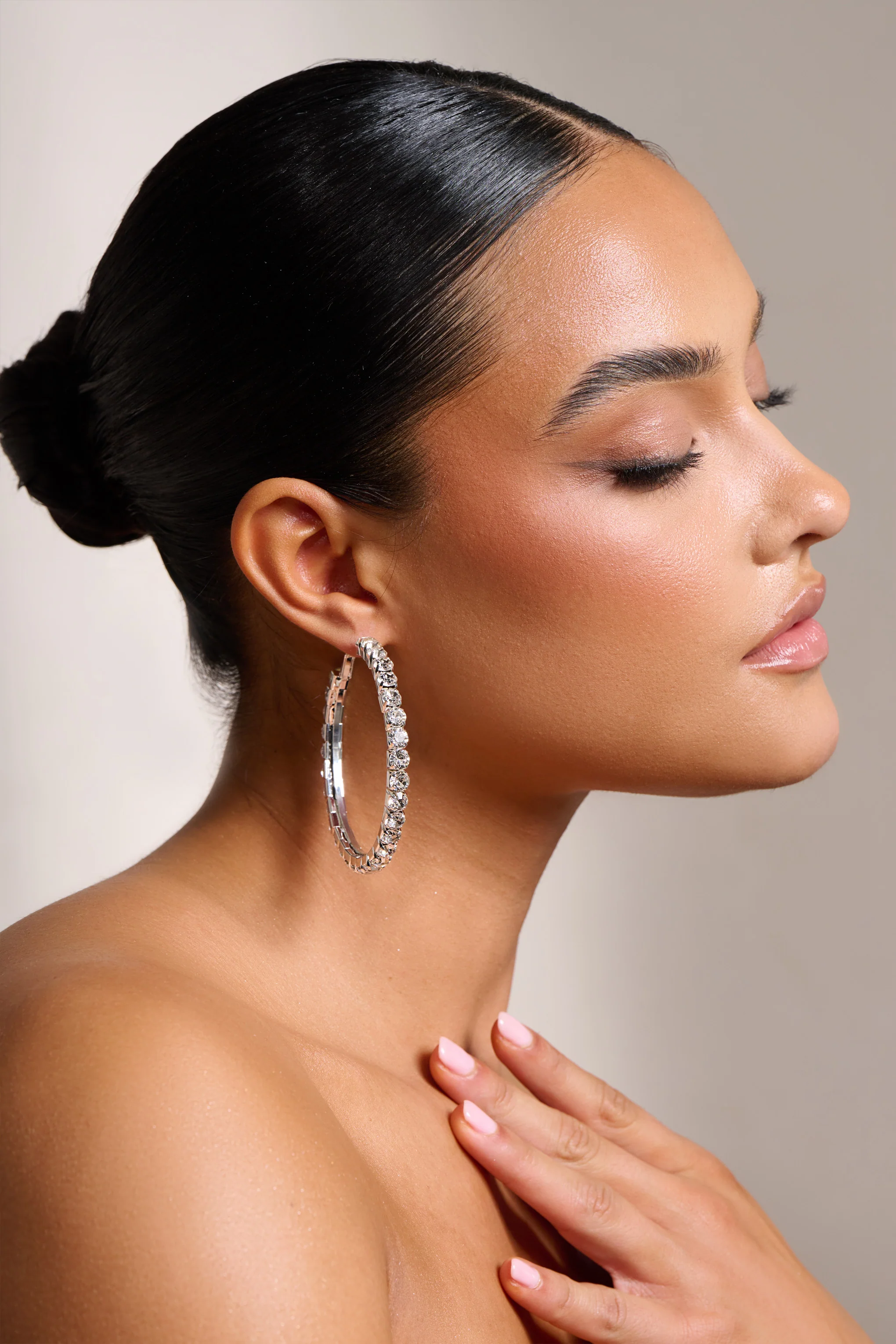 Grace | Silver Chunky Diamante Hoop - Image 3