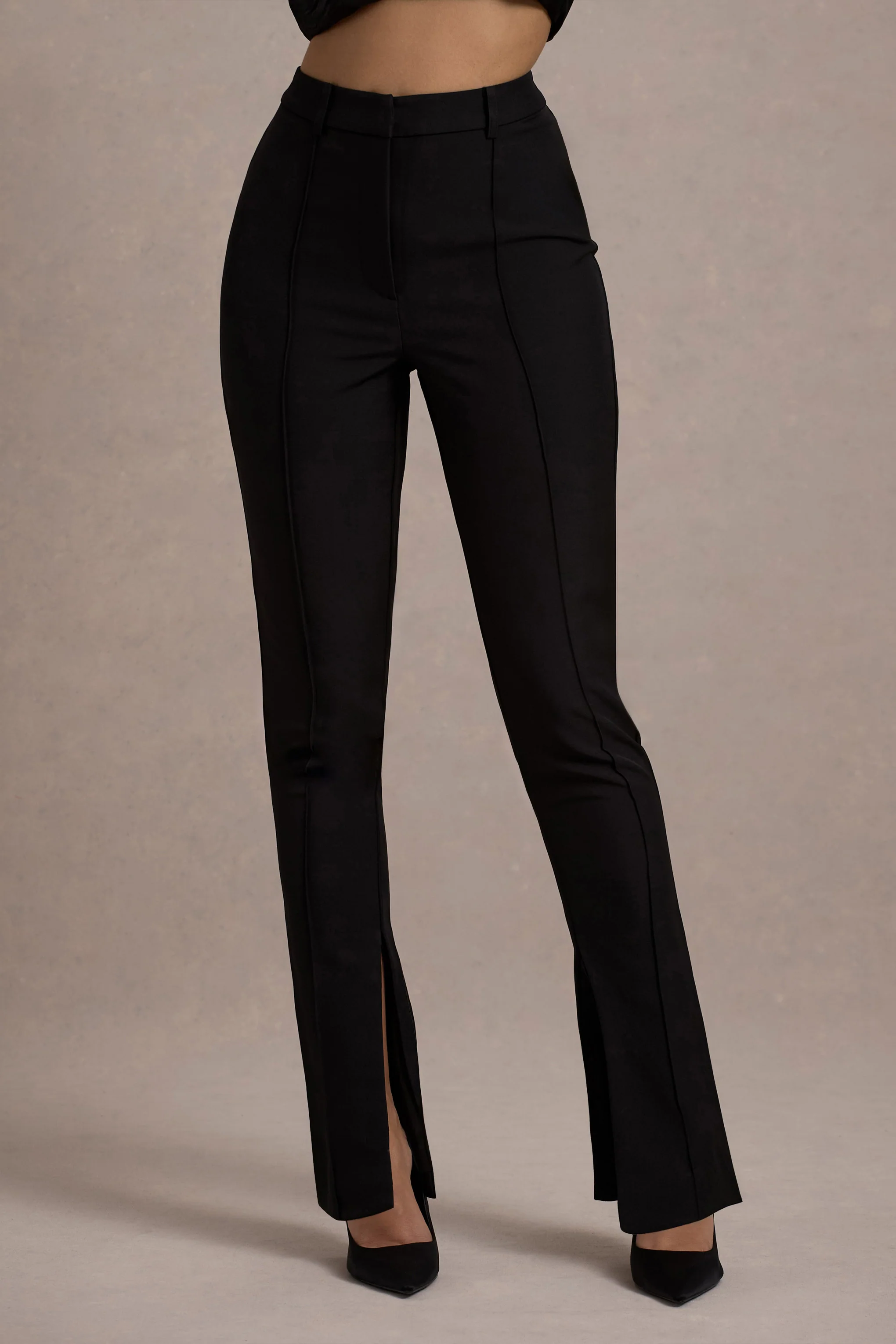 Wonder Woman | Black High Waist Tailored Trousers With Hem Split - Image 3